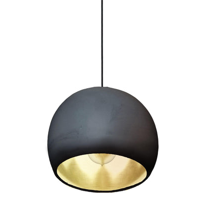 12&quot; Matte Black &amp; Brass Leaf Clay Pendant Light Hammers and Heels