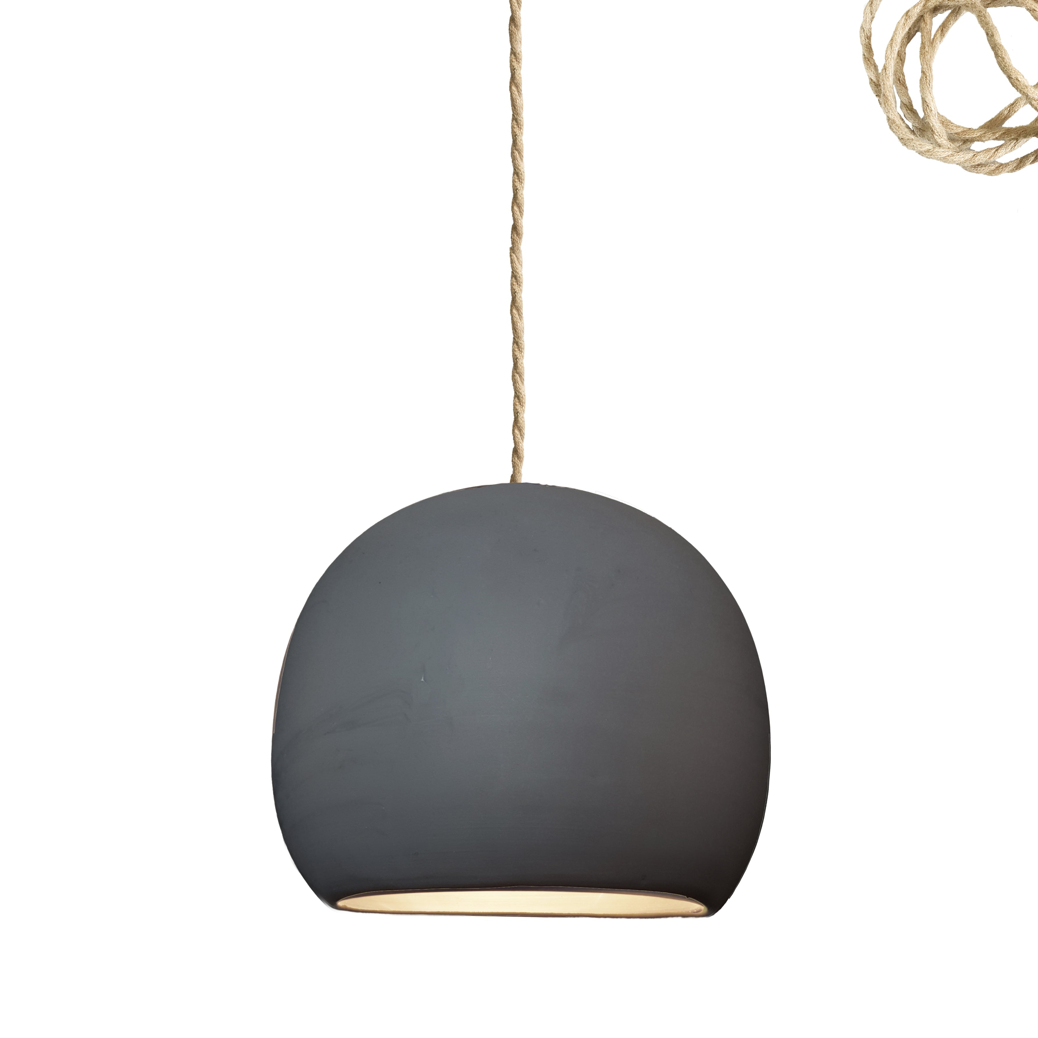 12&quot; Matte Black Porcelain Globe Pendant Light