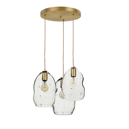 Seedy Bubble Hand Blown Glass and Stagger 3 Light Chandelier