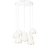 5" Matte White & Brass Geode Crystal Stagger Chandelier- White Cord Hammers and Heels