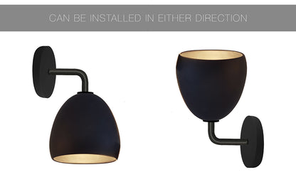7&quot; Matte Black &amp; Brass Leaf Clay Sconce Hammers and Heels