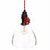 8" Clear Blown Glass Upcycled Valve Pendant Light- Red Cord Hammers and Heels