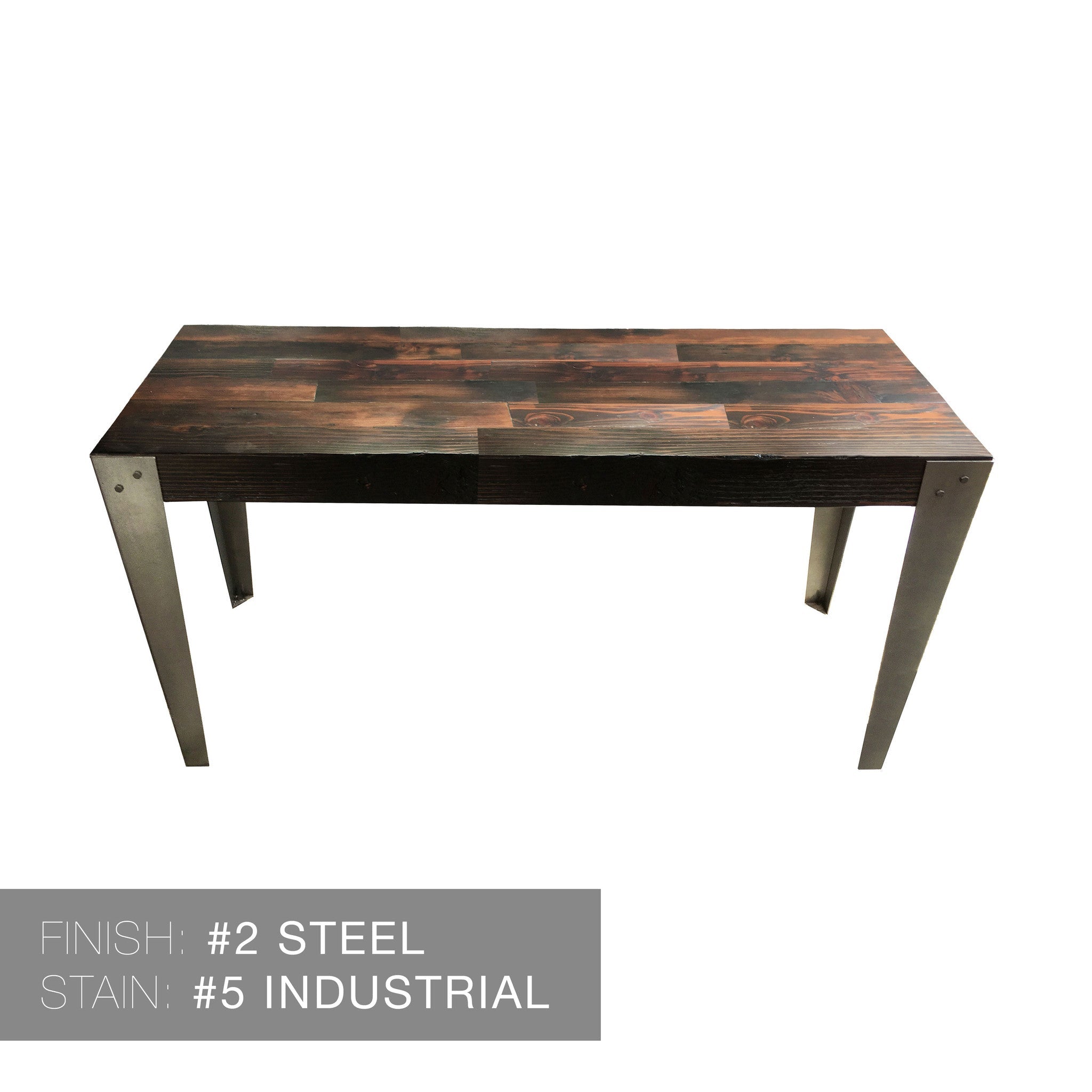 Reclaimed Wood &amp; Hand Welded Steel Industrial Dining Table Hammers and Heels