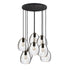 Seedy Hand Blown Glass Orb Multiple Staggered Pendant Light Chandelier- Matte Black Hammers and Heels