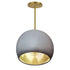 12" Matte Black & Brass Leaf Clay Pendant Light- Brass Downrod Hammers and Heels