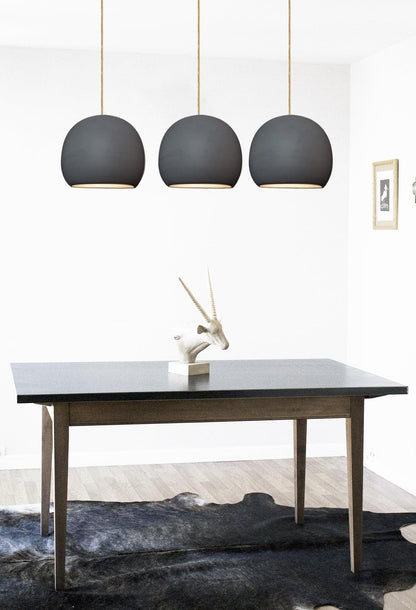 12&quot; Matte Black &amp; Brass Leaf Clay Pendant Light Hammers and Heels