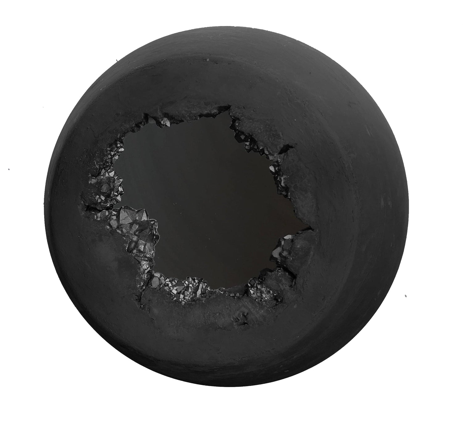 12&quot; Matte Black Geode Crystal Pendant Light- Black Cord Hammers and Heels