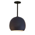 12" Matte Black Porcelain Globe Pendant Light - Black Downrod Hammers and Heels