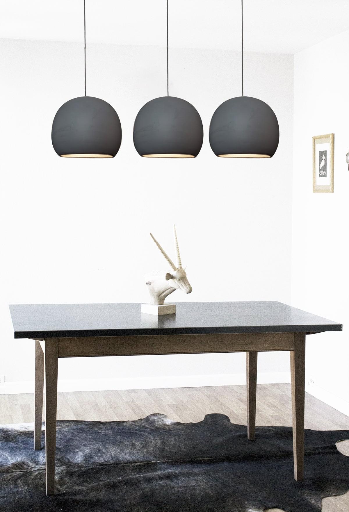 12&quot; Matte Black Porcelain Globe Pendant Light - Black Downrod Hammers and Heels