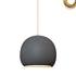 12" Matte Black Porcelain Globe Pendant Light - Brass Cord Hammers and Heels