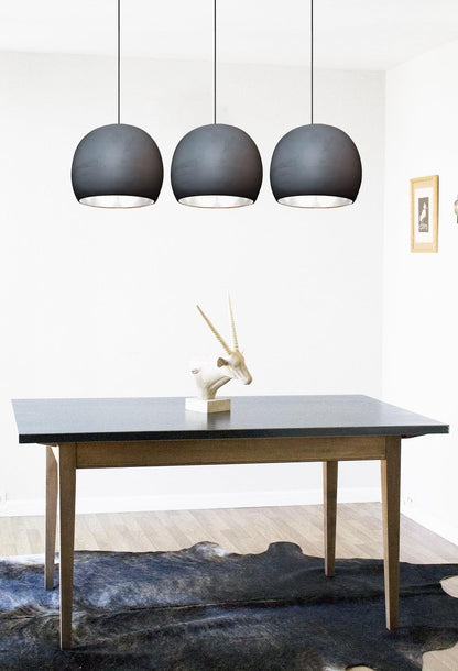 12&quot; Matte Black &amp; Silver Leaf Clay Pendant Light- Black Downrod Hammers and Heels