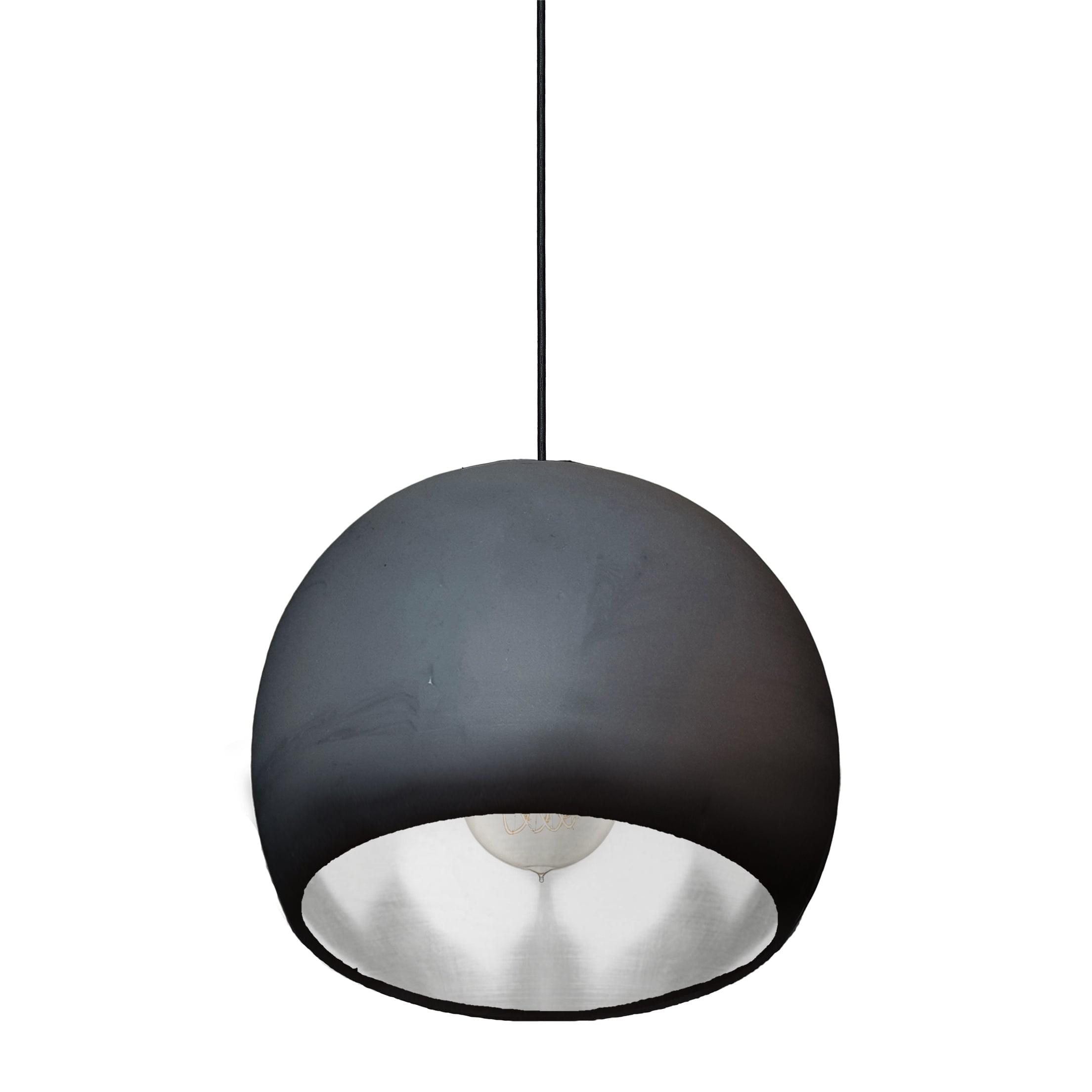 12&quot; Matte Black &amp; Silver Leaf Clay Pendant Light Hammers and Heels