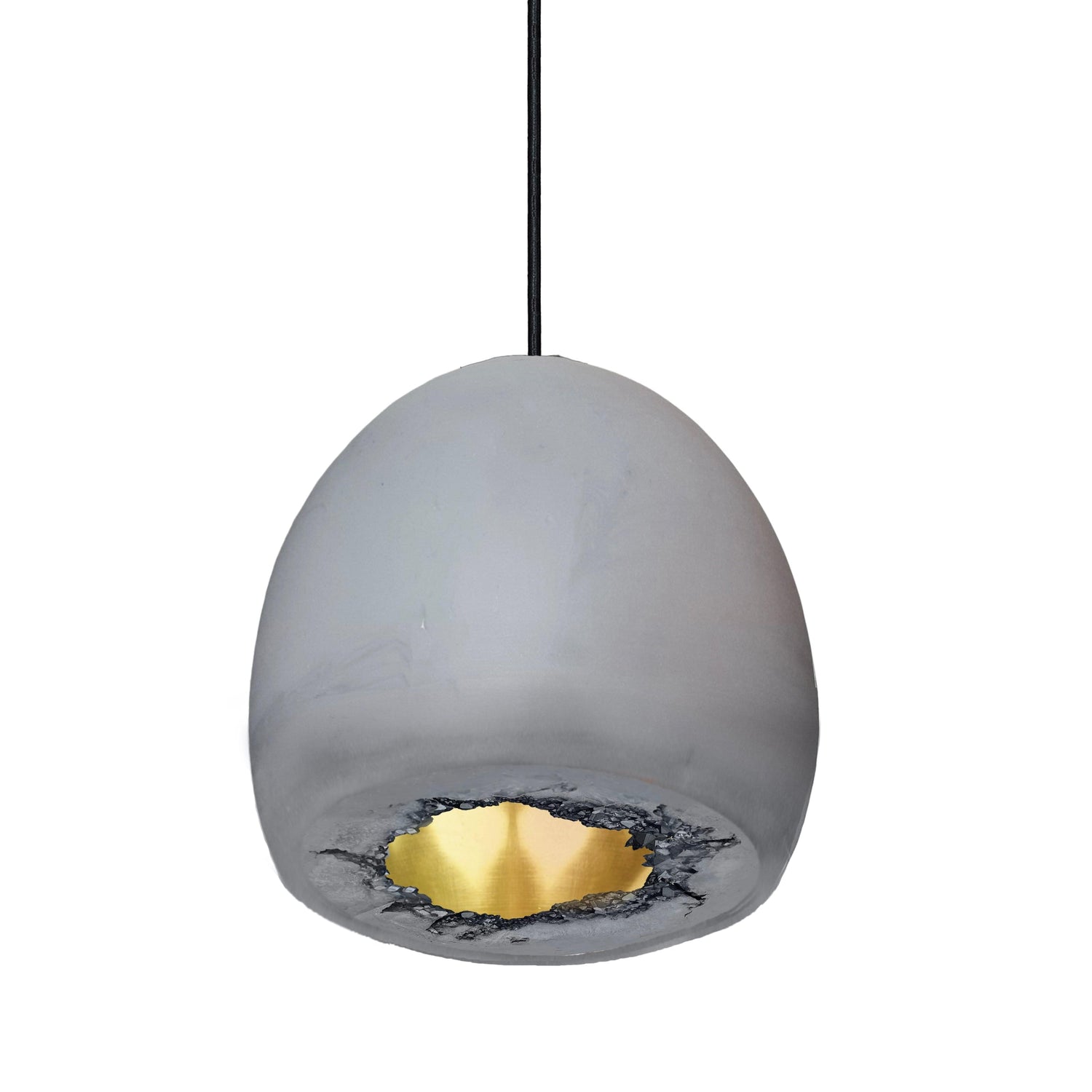 12&quot; Matte Grey &amp; Brass Geode Crystal Pendant Light- Black Cord Hammers and Heels