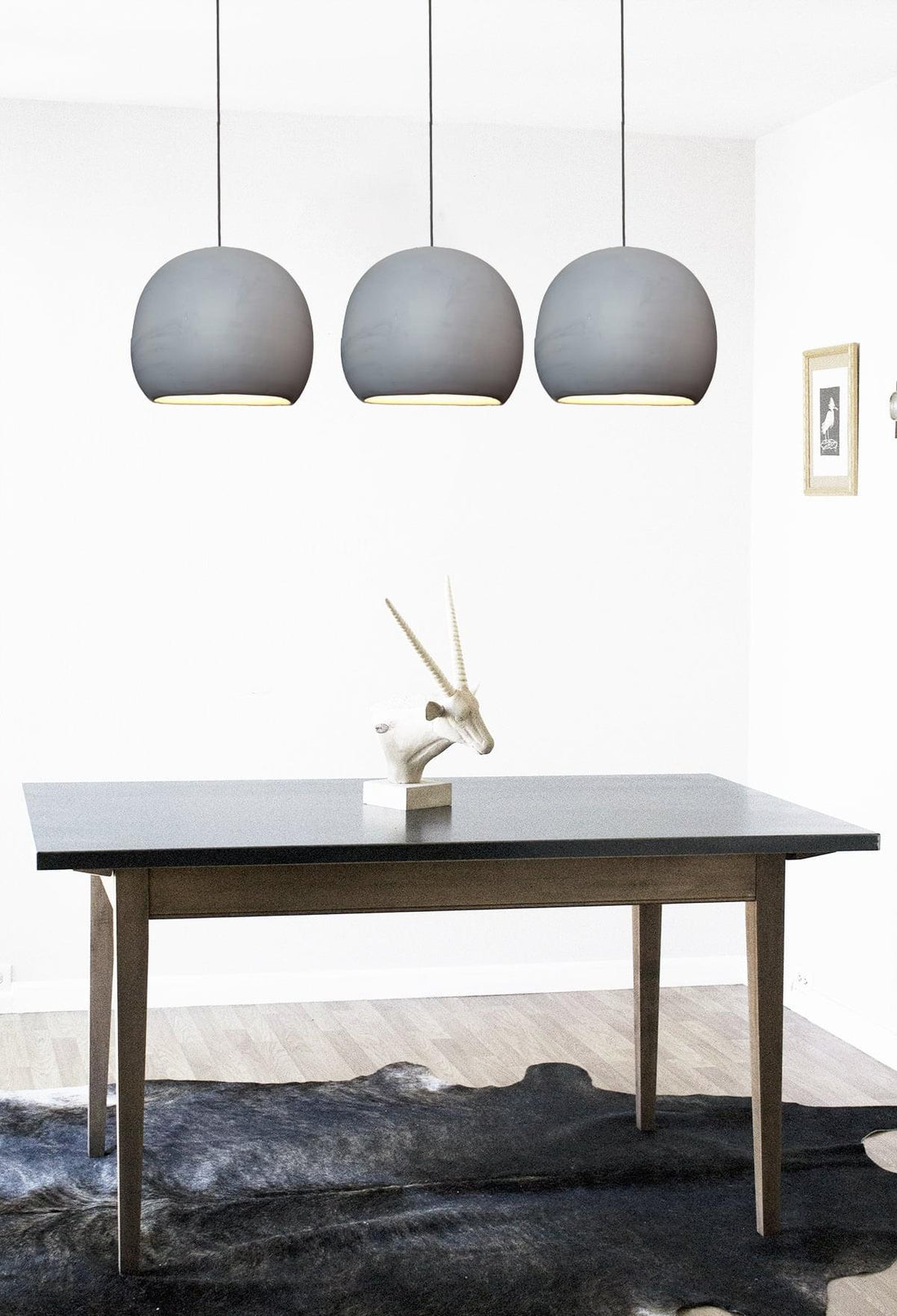12&quot; Matte Grey &amp; Brass Leaf Clay Pendant Light Hammers and Heels