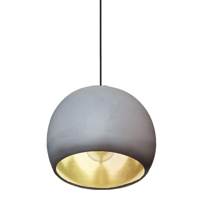 12&quot; Matte Grey &amp; Brass Leaf Clay Pendant Light Hammers and Heels