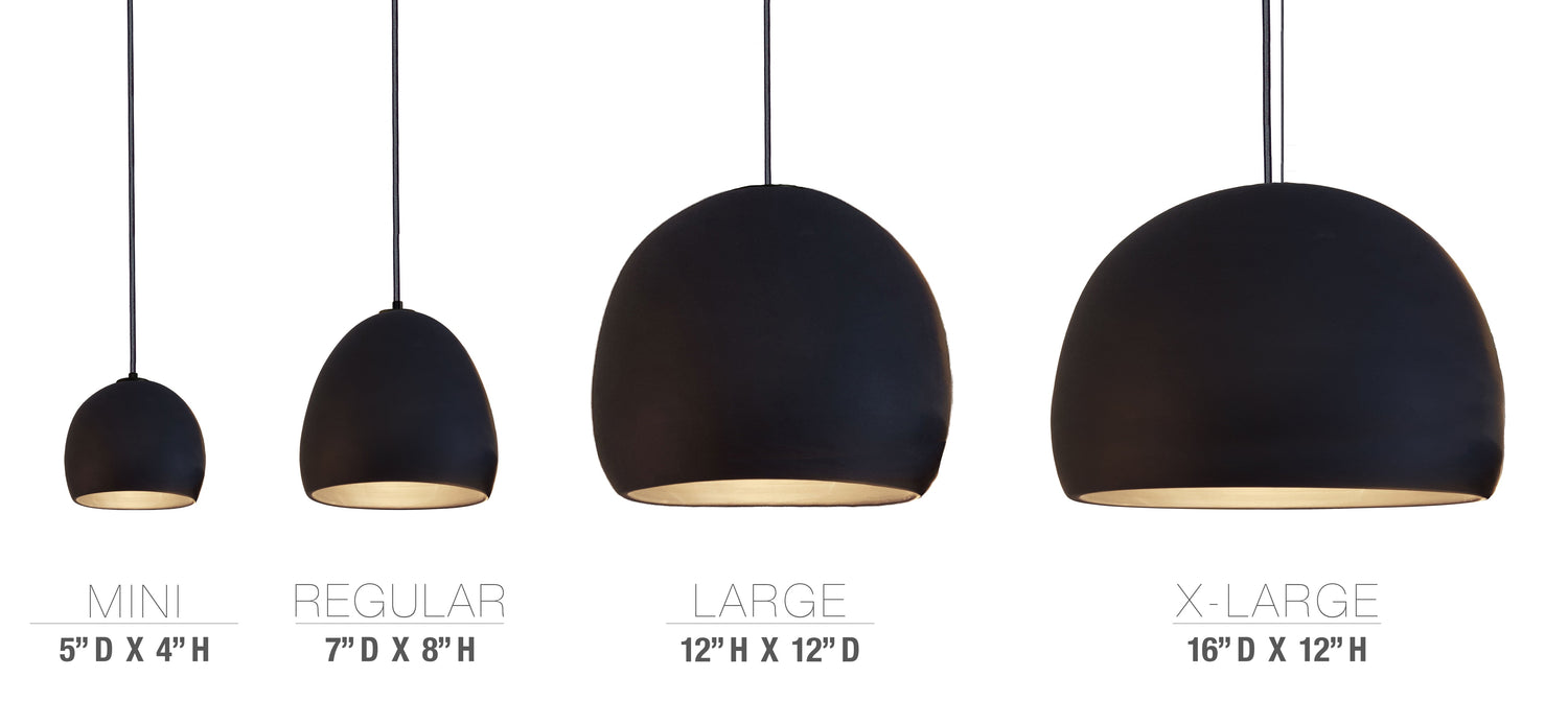 12&quot; Matte Grey Porcelain Globe Pendant Light - Black Cord Hammers and Heels