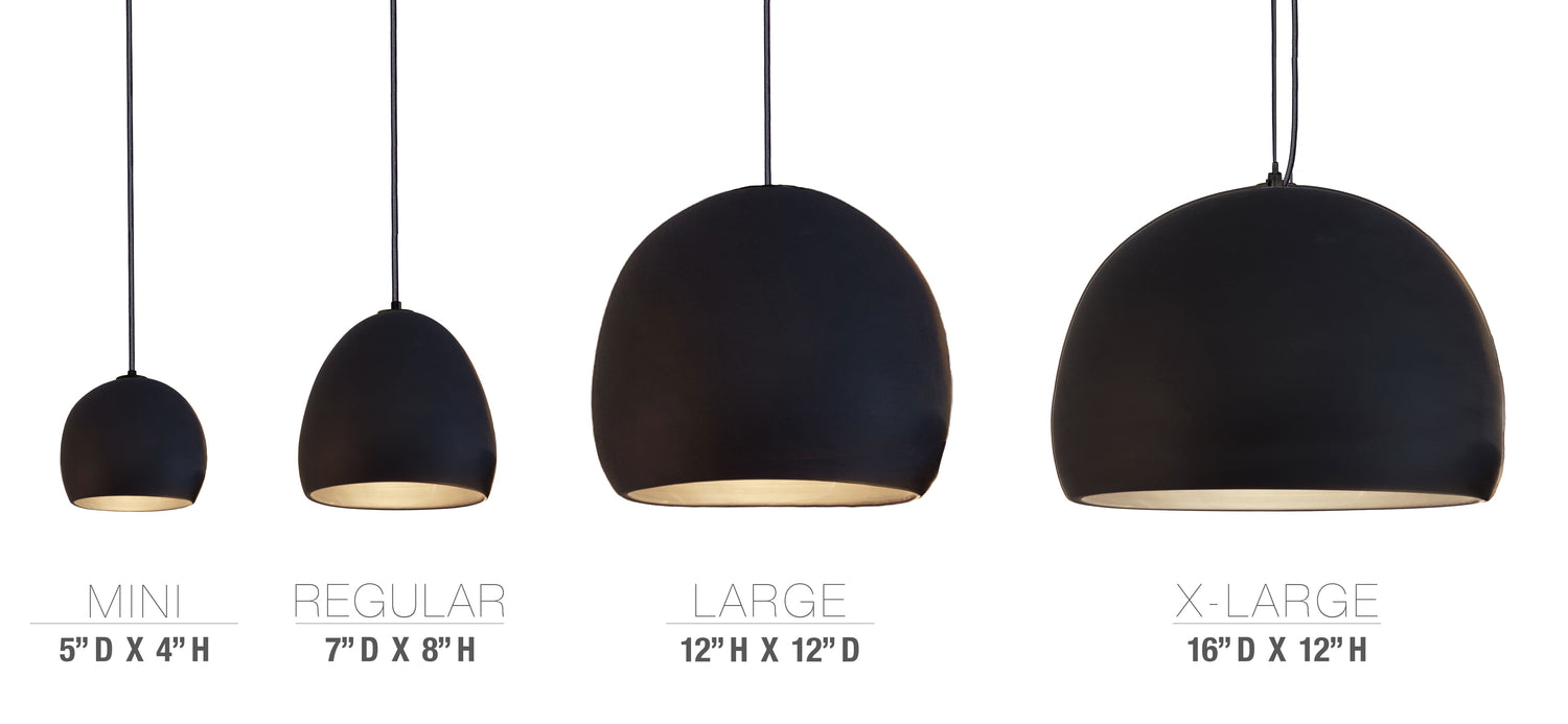 12&quot; Matte Grey Porcelain Globe Pendant Light - Black Downrod Hammers and Heels
