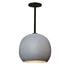 12" Matte Grey Porcelain Globe Pendant Light - Black Downrod Hammers and Heels