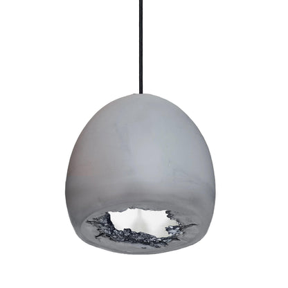 12&quot; Matte Grey &amp; Silver Geode Crystal Pendant Light- Black Cord Hammers and Heels