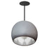 12" Matte Grey & Silver Leaf Clay Pendant Light- Black Downrod Hammers and Heels