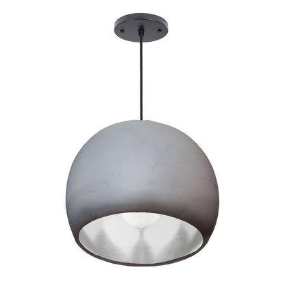 12&quot; Matte Grey &amp; Silver Leaf Clay Pendant Light Hammers and Heels