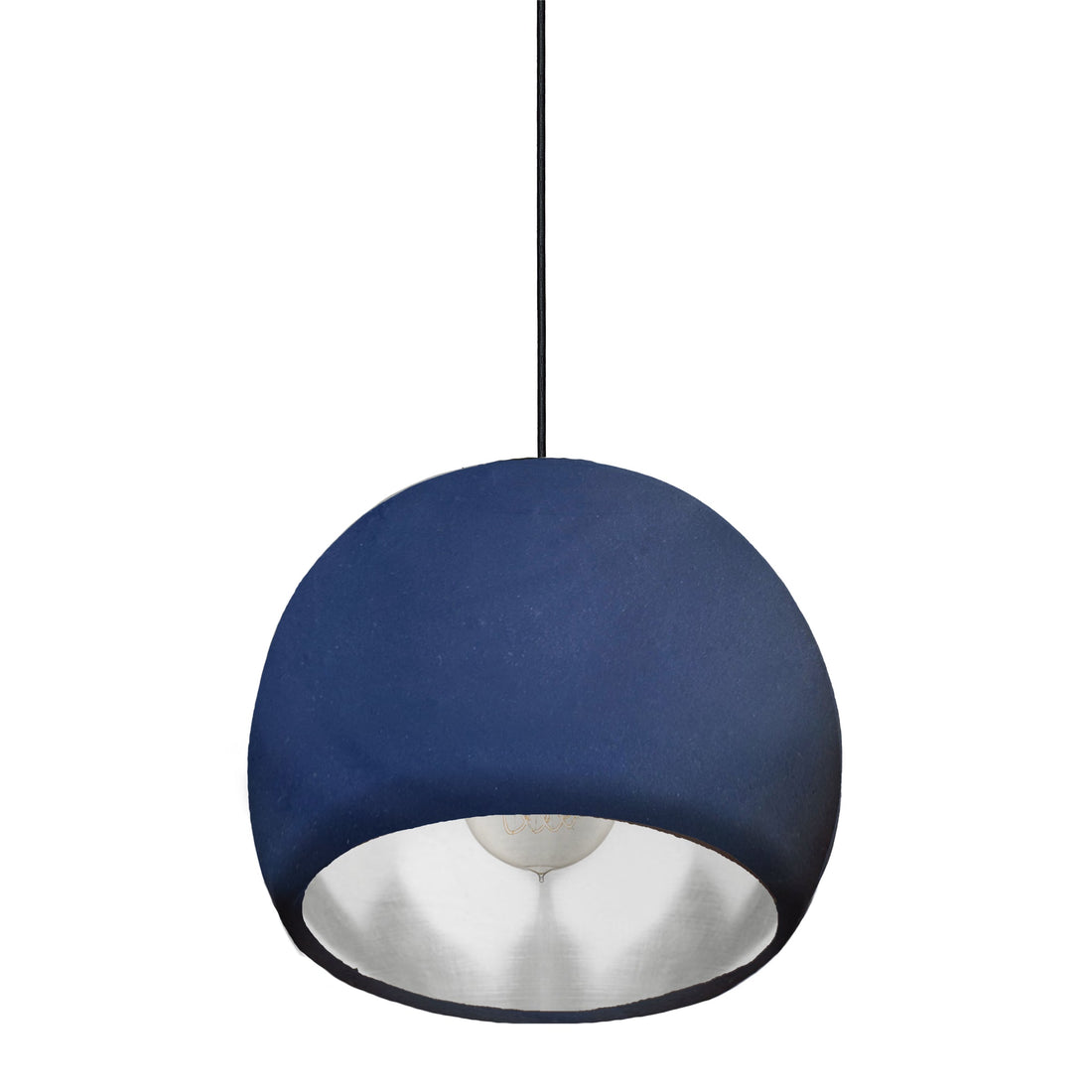 12&quot; Matte Indigo &amp; Silver Leaf Clay Pendant Light Hammers and Heels
