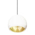 12" Matte White & Brass Leaf Clay Pendant Light Hammers and Heels