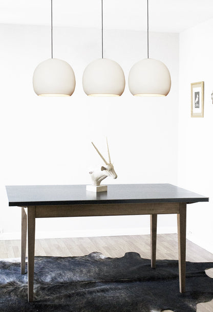 12&quot; Matte White Porcelain Globe Pendant Light - Black Downrod Hammers and Heels
