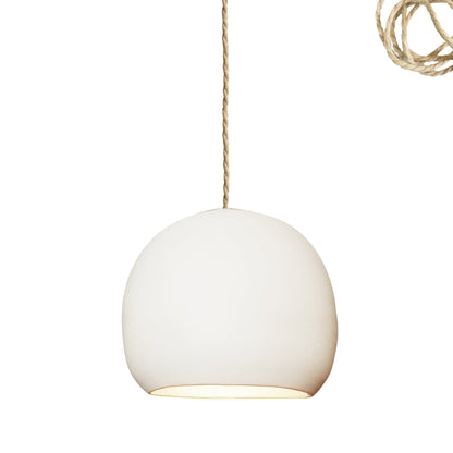 12&quot; Matte White Porcelain Globe Pendant Light - Ship Rope Cord Hammers and Heels