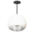 12" Matte White & Silver Leaf Clay Pendant Light- Black Downrod Hammers and Heels