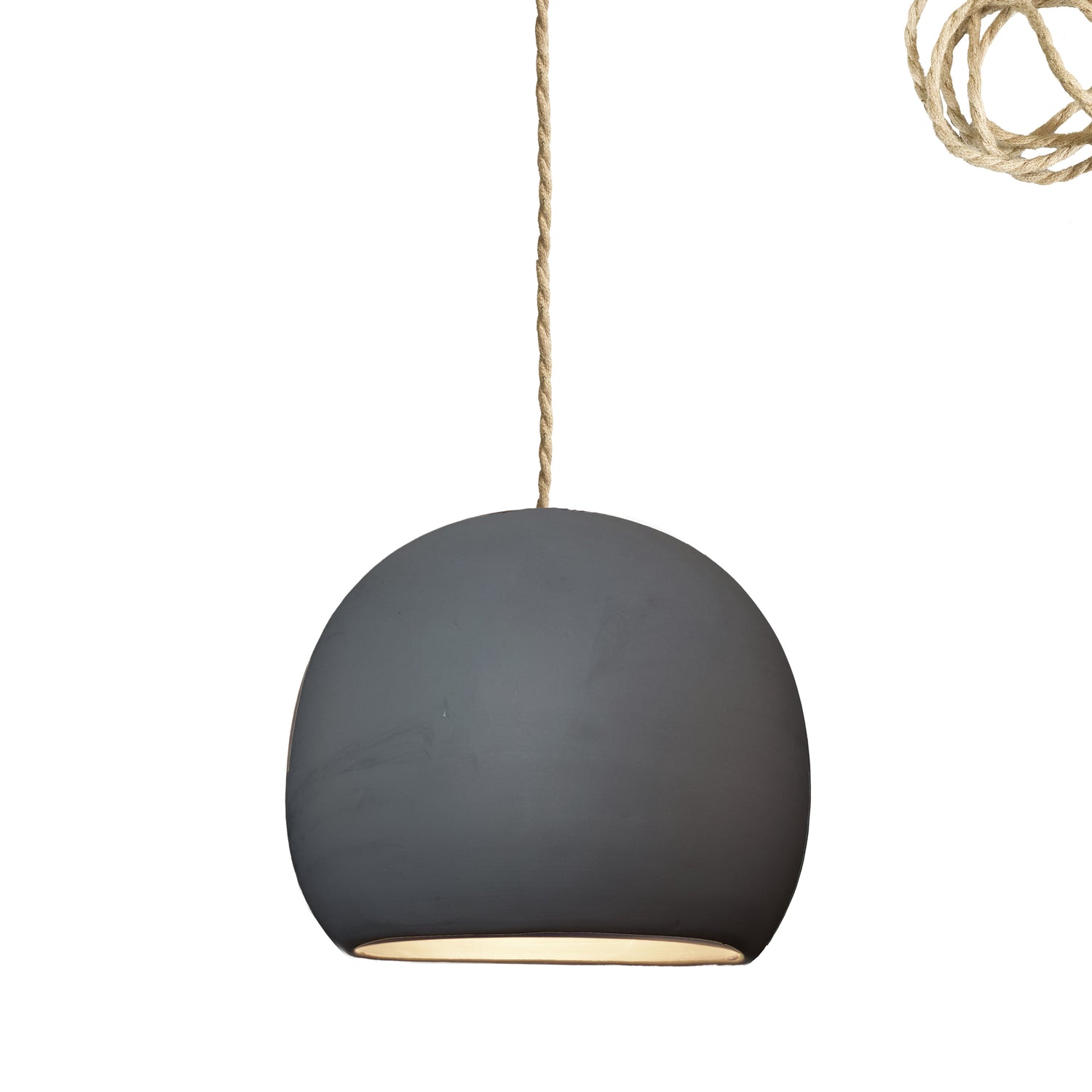 12&quot; Matte Black Porcelain Globe Pendant Light