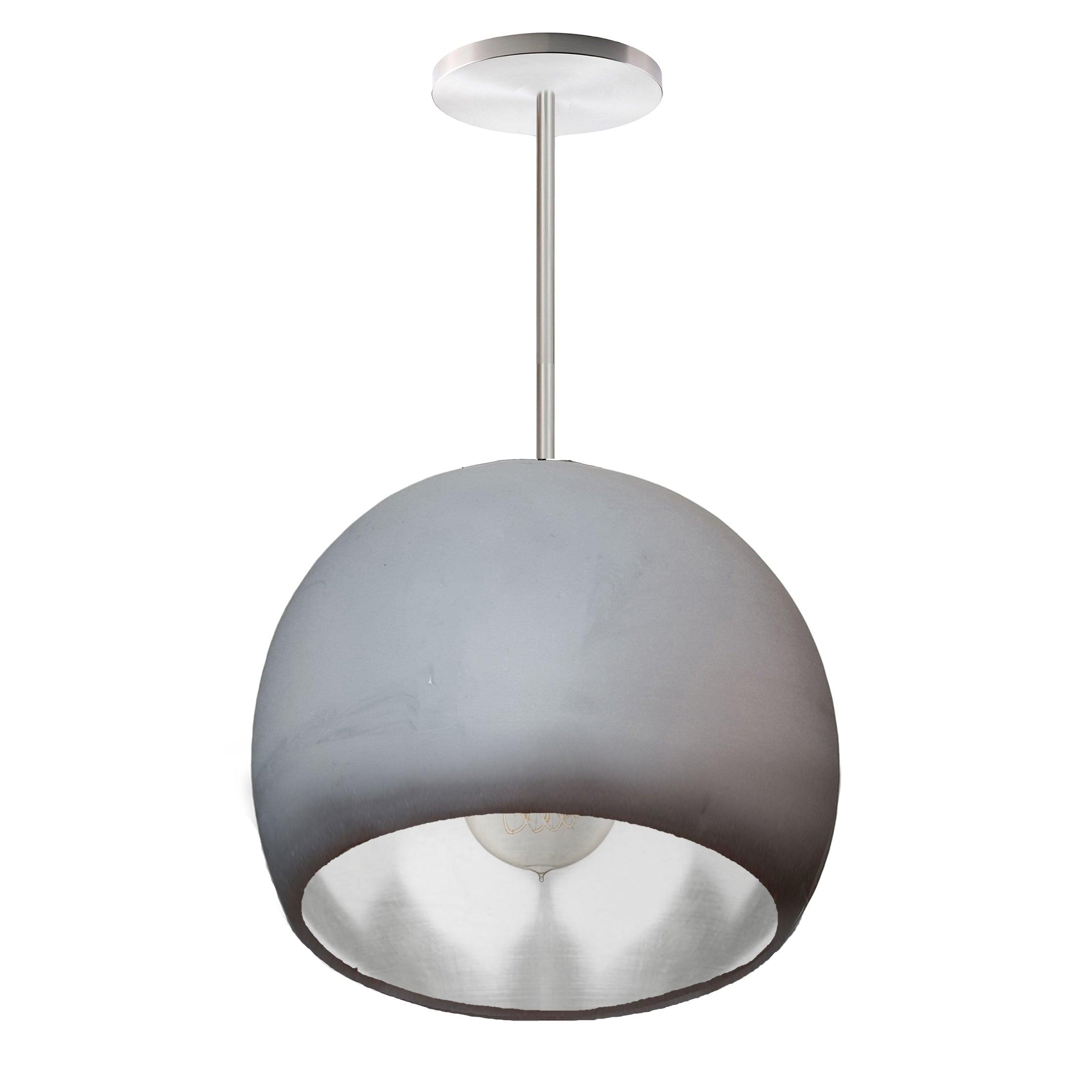 12&quot; Matte Grey &amp; Silver Leaf Clay Downrod Pendant Light