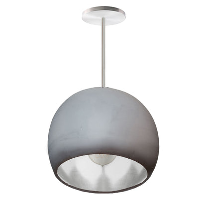 12&quot; Matte Grey &amp; Silver Leaf Clay Downrod Pendant Light