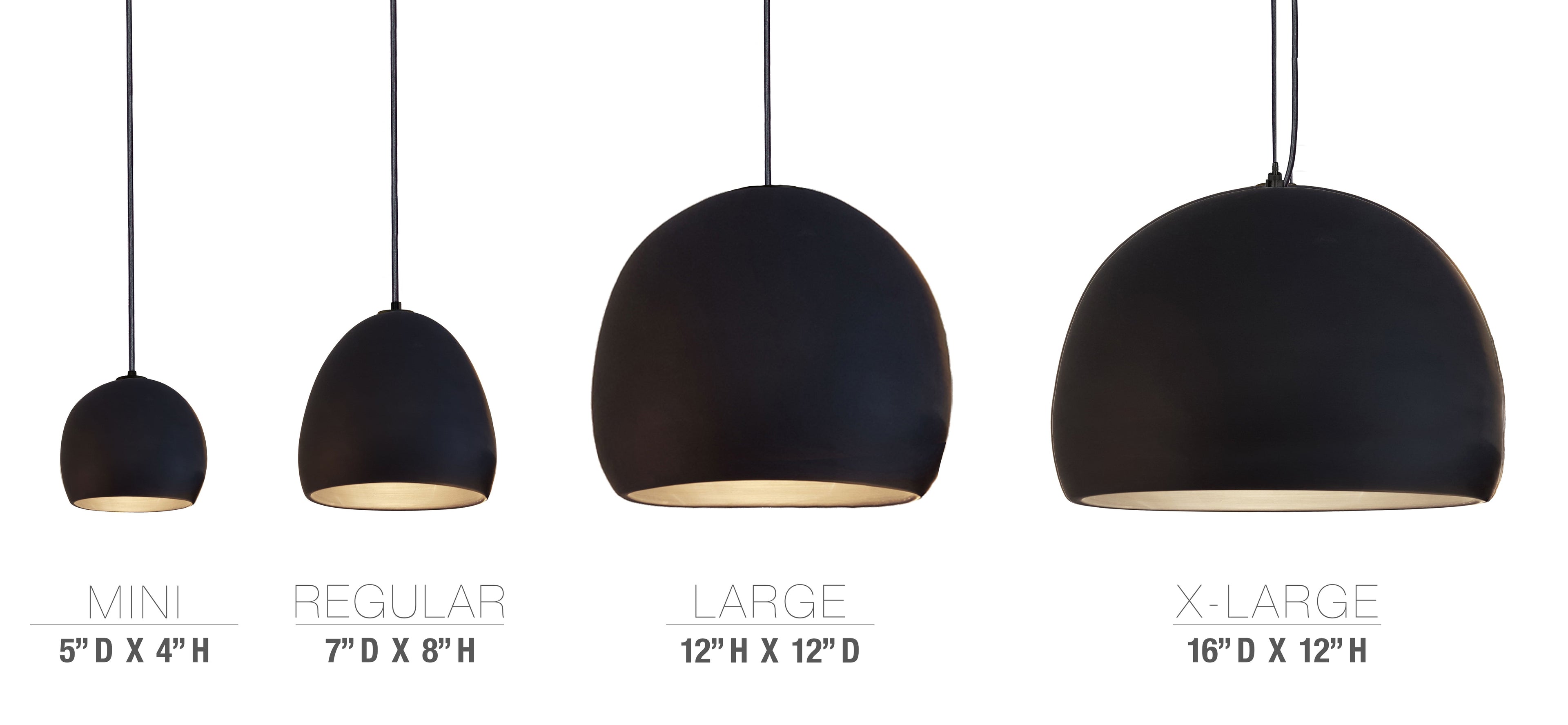 16&quot; Matte Black Porcelain Globe Pendant Light - Black Downrod Hammers and Heels
