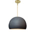 16" Matte Black Porcelain Globe Pendant Light - Brass Cord Hammers and Heels