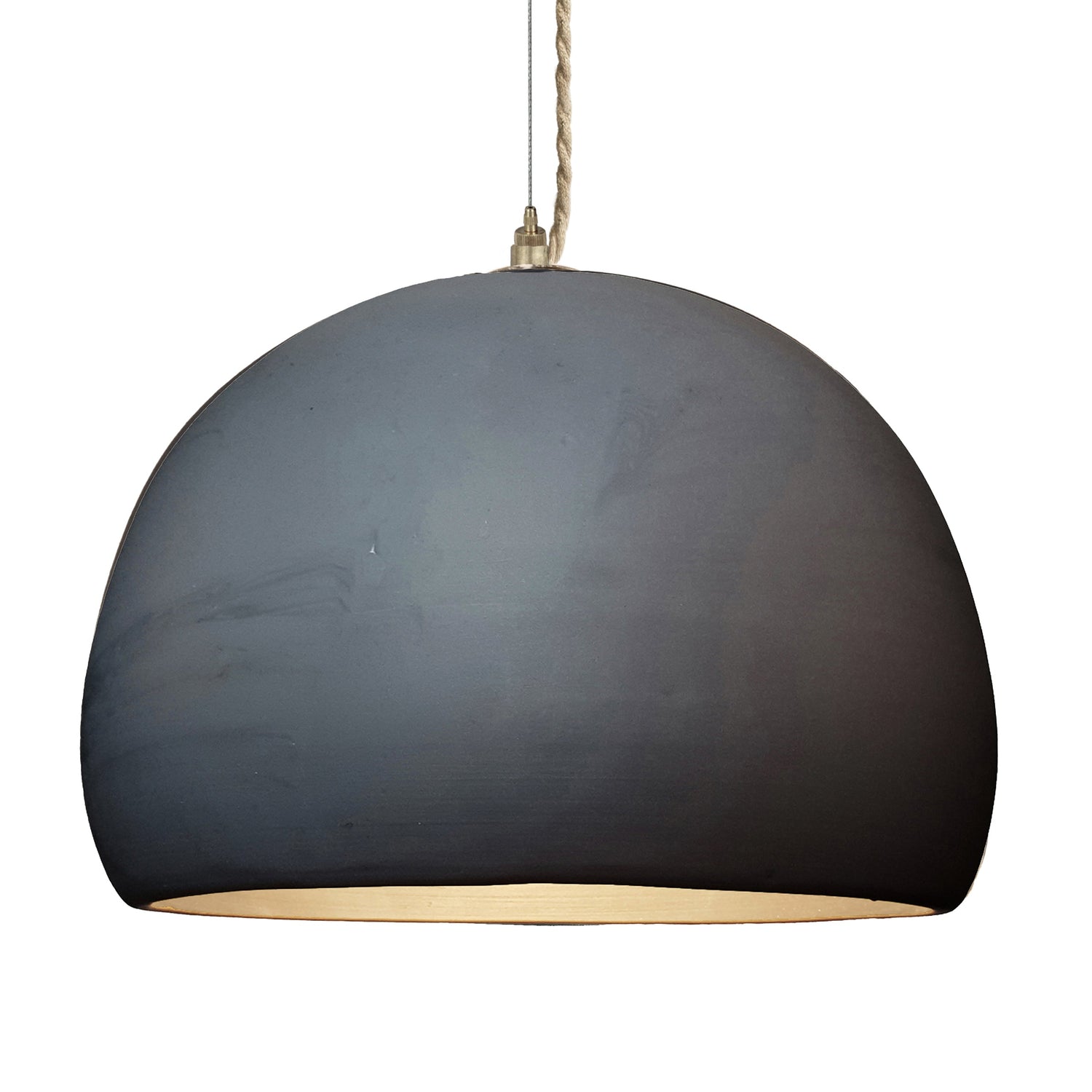 16&quot; Matte Black Porcelain Globe Pendant Light