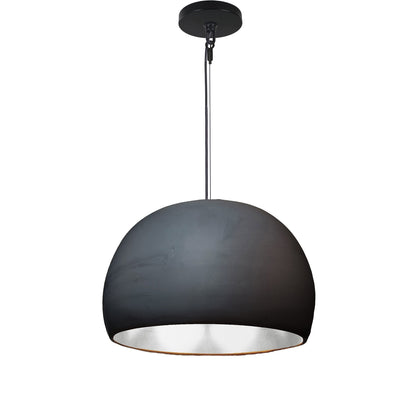 16&quot; Matte Black &amp; Silver Leaf Clay Pendant Light Hammers and Heels