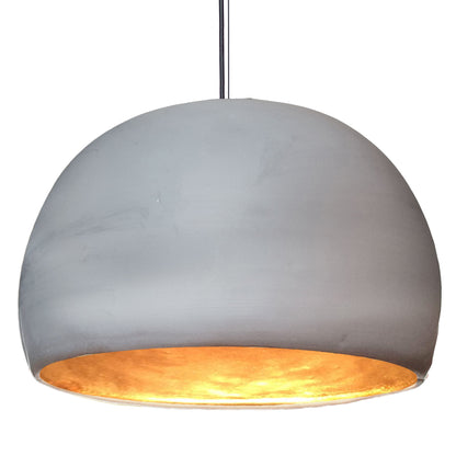 16&quot; Matte Grey &amp; Brass Leaf Clay Pendant Light Hammers and Heels