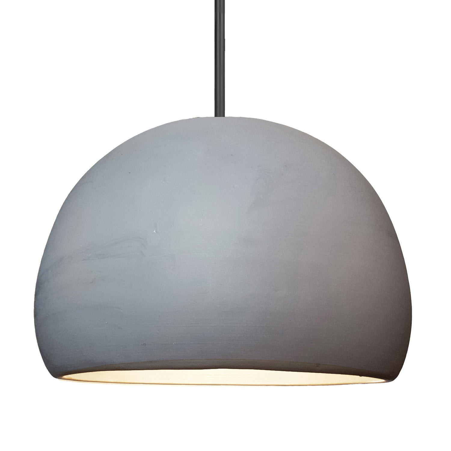 16&quot; Matte Grey Porcelain Globe Pendant Light - Black Downrod Hammers and Heels