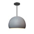 16" Matte Grey Porcelain Globe Pendant Light - Black Downrod Hammers and Heels