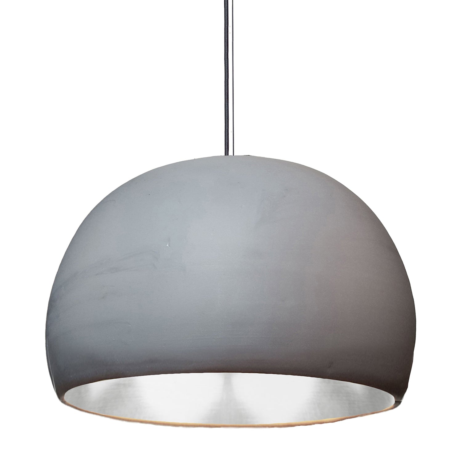 16&quot; Matte Grey &amp; Silver Leaf Clay Pendant Light Hammers and Heels