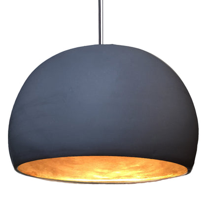 16&quot; Matte Indigo &amp; Brass Leaf Clay Pendant Light Hammers and Heels