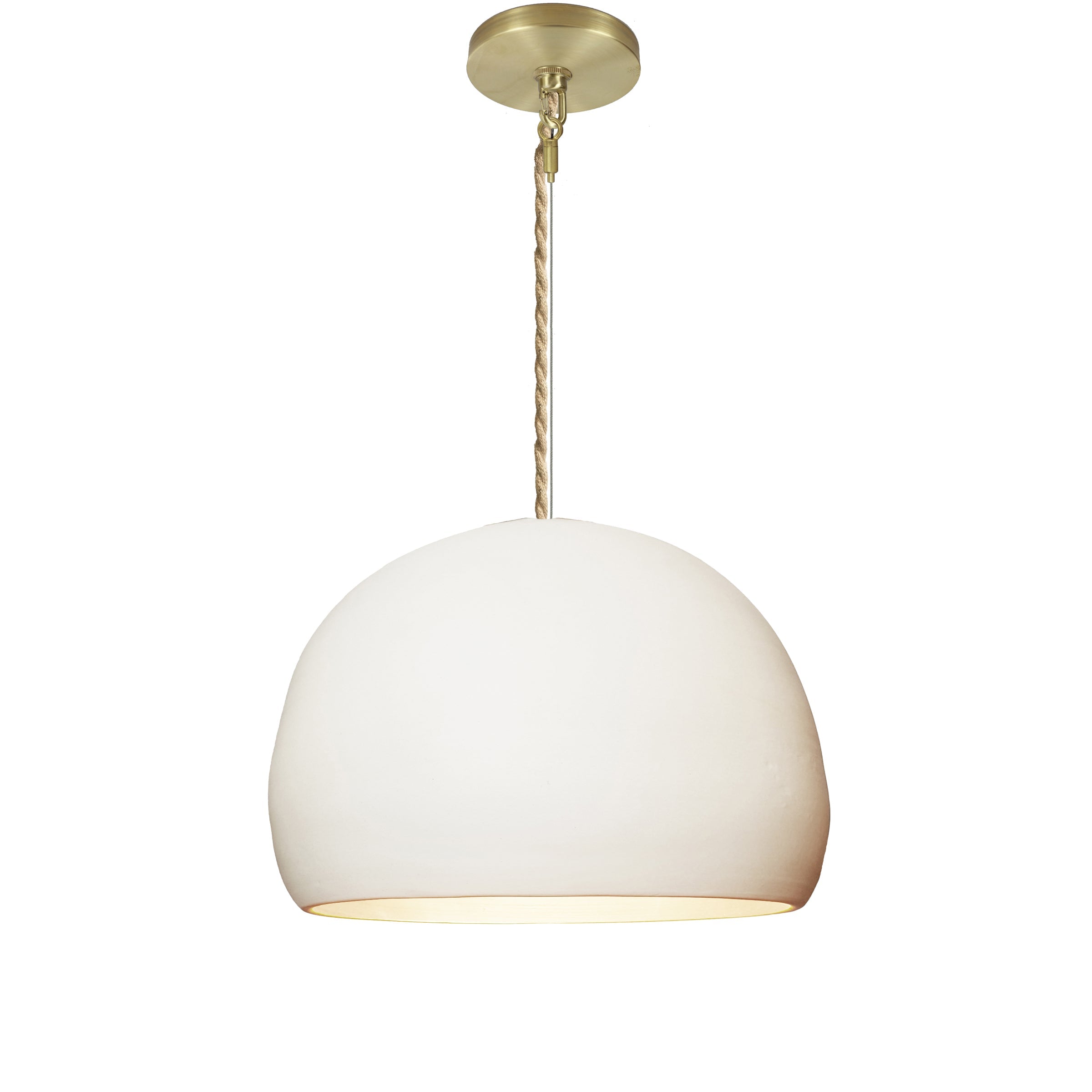 16&quot; Matte White Porcelain Globe Pendant Light - Ship Rope Cord Hammers and Heels