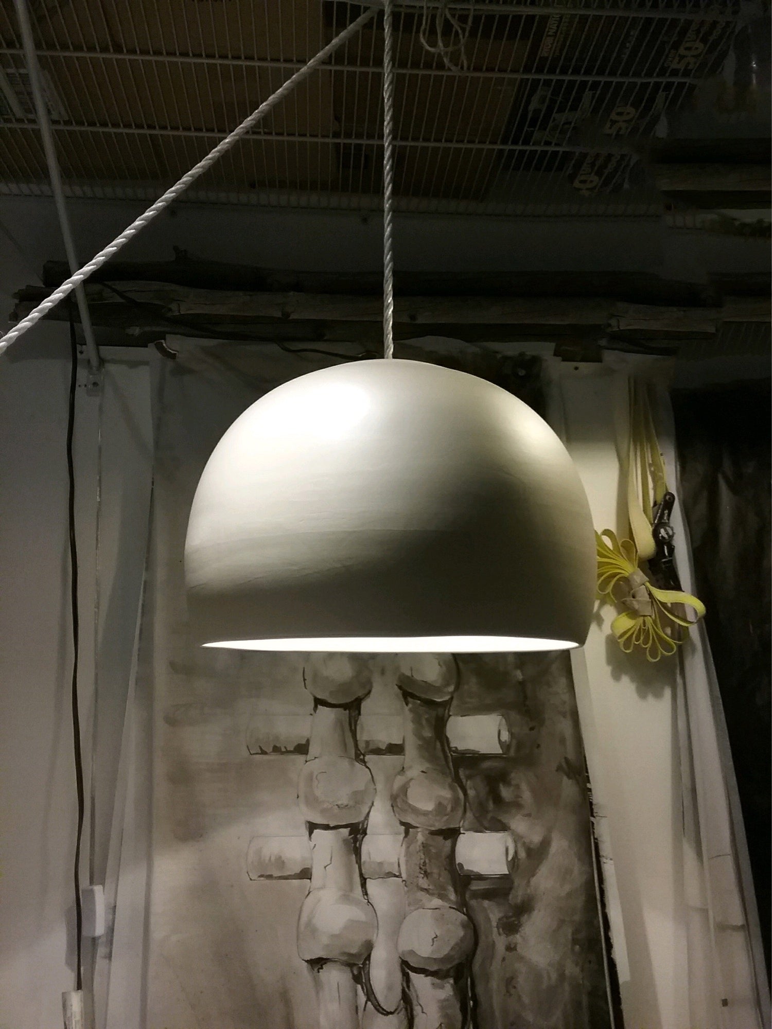 16&quot; Matte Grey Porcelain Globe Downrod Pendant Light