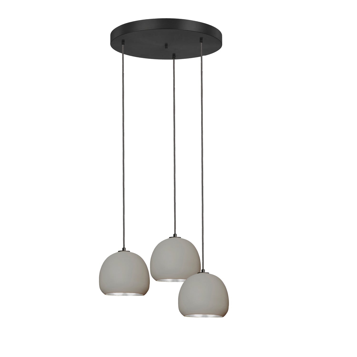5&quot; Mini Grey Clay &amp; Silver Leaf Stagger 3 Light Chandelier