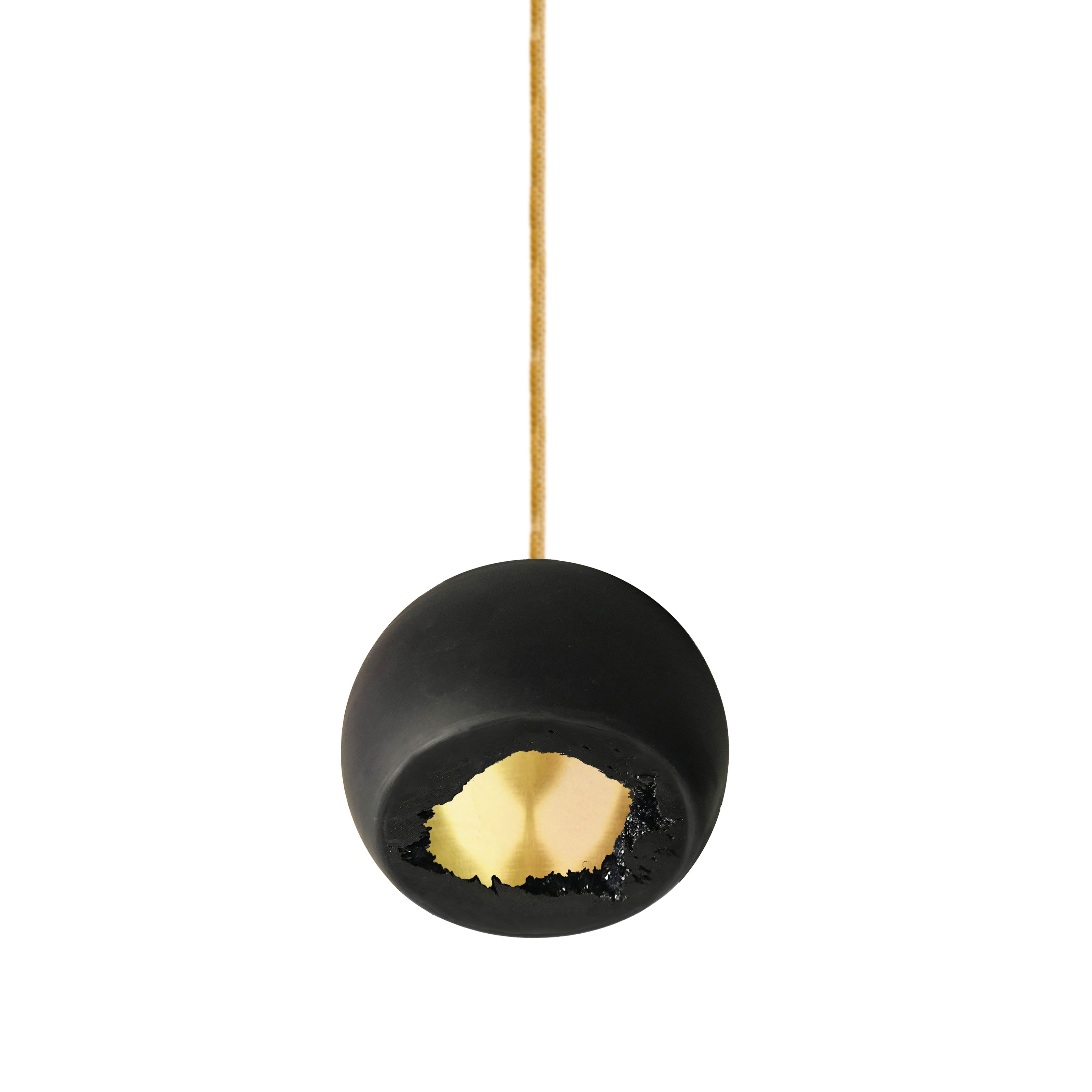 5&quot; Matte Black &amp; Brass Geode Crystal Stagger Chandelier- Brass Cord Hammers and Heels