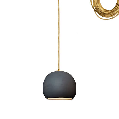 5&quot; Matte Black Porcelain Globe Pendant Light - Brass Cord Hammers and Heels