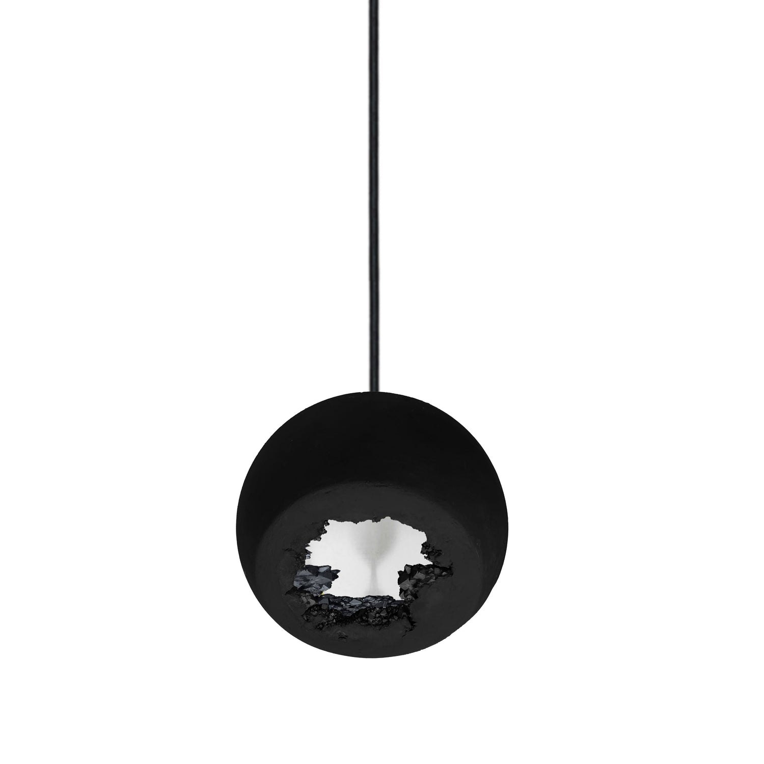 5&quot; Matte Black &amp; Silver Geode Crystal Pendant Light- Black Cord Hammers and Heels