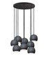 5" Matte Black & Silver Leaf Clay Multiple Stagger Pendant Chandelier Hammers and Heels