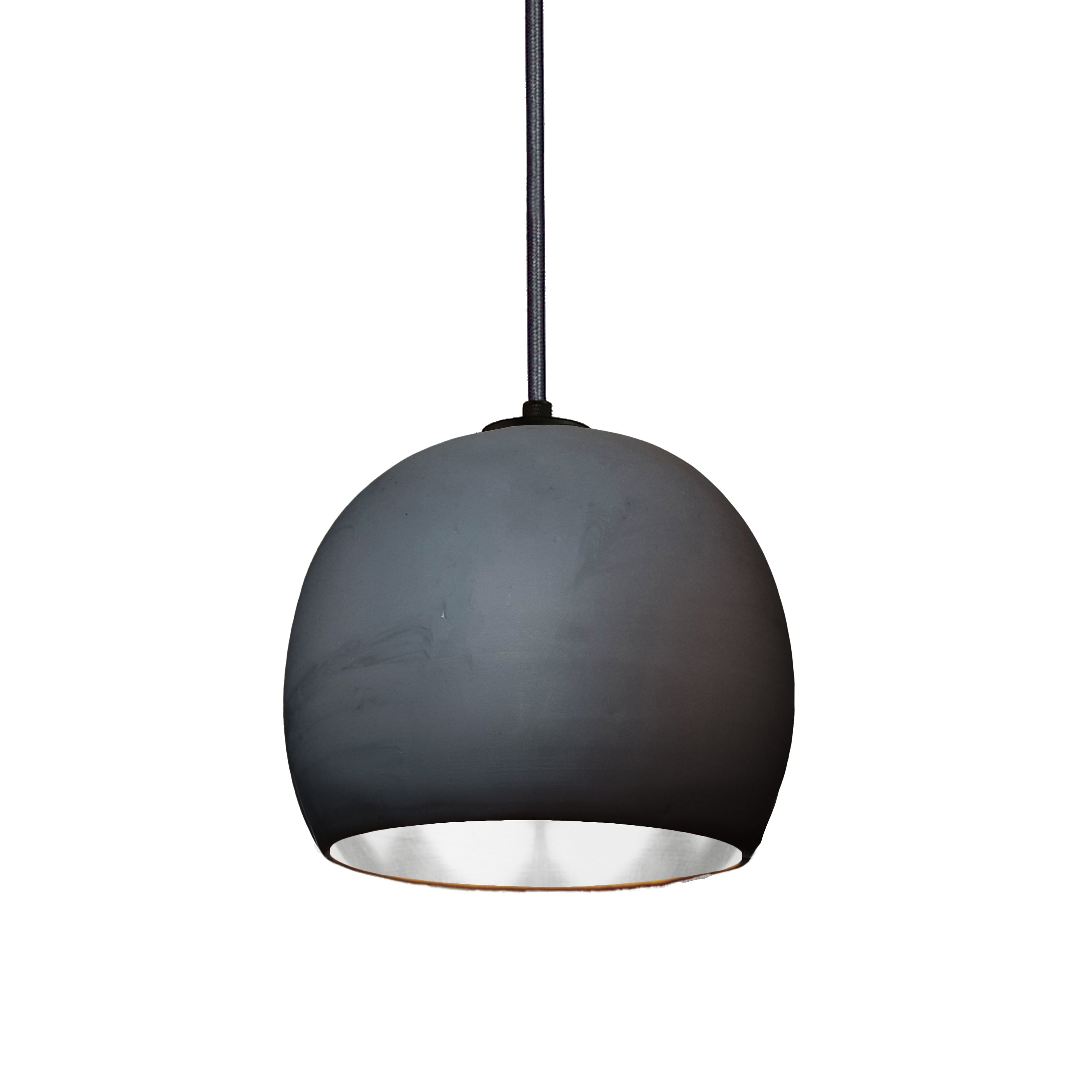 5&quot; Matte Black &amp; Silver Leaf Clay Pendant Light Hammers and Heels